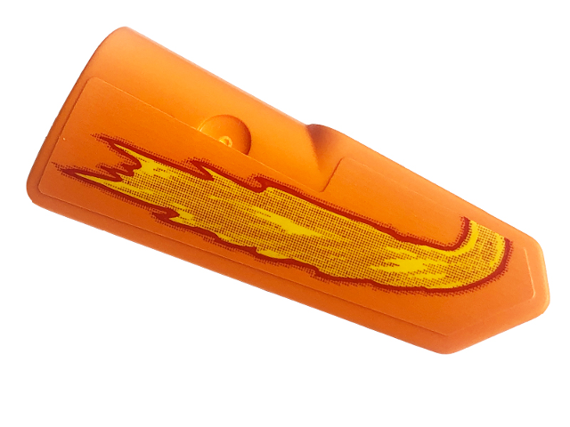 Lego Technic, Panel Fairing #21 Very Small Smooth, Side B with Yellow Flames Pattern (Sticker) - Set 42135 / Orange