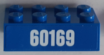 Lego Brick 2 x 4 with White '60169' on Blue Background Pattern (Sticker) - Set 60169 / Blue
