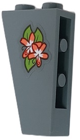 Lego Slope, Inverted 75 2 x 1 x 3 with Coral and White Flowers and Lime Leaves Pattern (Sticker) - Set 41432