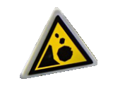 Lego Road Sign 2 x 2 Triangle with Clip with Black Falling Rocks Pattern (Sticker) - Set 60172 / Light Bluish Gray
