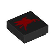 Lego Tile 1 x 1 with Red Flying Pegasus, Going Left Print