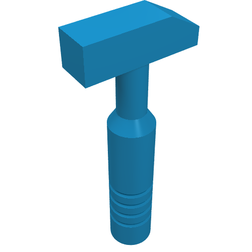 Lego Tool Hammer Cross Pein [3-Rib Handle] / Dark Azure
