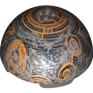 Lego Dome Hemisphere 11 x 11 with 2 x 2 Studs on Top and Coruscant Black / Gold / Orange Planet Print (75007) / Dark Bluish Gray