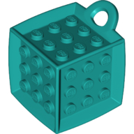 Lego Die - 6 Sided with 3 x 3 Centre Studs, and Ring (DOTS) / Dark Turquoise