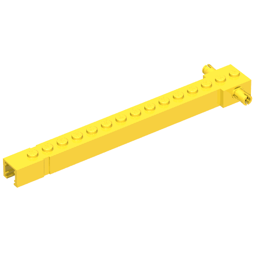 Lego Crane Arm Outside, Wide, 15 Studs, End Notch, 2 Friction Pins / Yellow