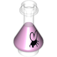 Lego Equipment Bottle / Erlenmeyer Flask with Magenta Fluid Pattern and Black Fly Print
