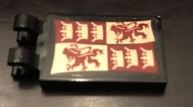 Lego Tile, Modified 2 x 3 with 2 Clips with Gryffindor Banner Pattern (Sticker) - Set 71043