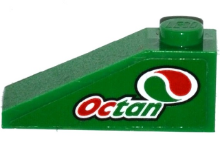 Lego Slope 33 3 x 1 with Octan Logo Pattern Model Right Side (Sticker) - Set 60115 / Green