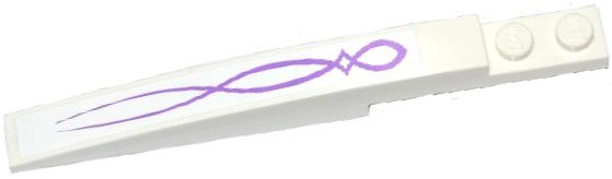 Lego Slope, Curved 10 x 1 with Medium Lavender Swirls Pattern (Sticker) - Set 41077 / White