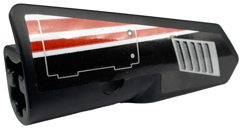 Lego Technic, Panel Fairing #22 Very Small Smooth, Side A with Silver Air Vent, Hatch and Red and White Stripes Pattern (Sticker) - Set 42153