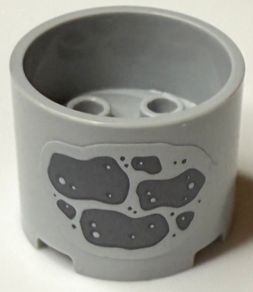 Lego Brick, Round 3 x 3 x 2 with Recessed Center and Axle Hole with Dark Bluish Gray Stones and Dots Pattern on Both Sides (Stickers) - Set 43231