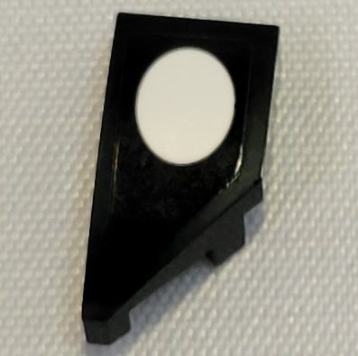 Lego Wedge 2 x 1 x 2/3 Left with White Oval Pattern (Sticker) - Set 21331 / Black