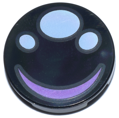 Lego Tile, Round 2 x 2 with Bottom Stud Holder with Eye with White Ovals and Medium Lavender Crescent Pattern