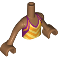 Lego Minidoll Torso Girl with Bright Light Yellow Halter Top with Bright Light Orange Chevron Stripes, Magenta Trim Print, Medium Nougat Arms with Hands / Medium Nougat