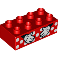 Lego Duplo Brick 2 x 4 with Spots and Two Hands with White Gloves Print