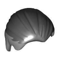 Lego Hair Combed Back with Light Bluish Gray Temples and Back Print / Black