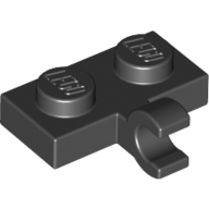 Lego Plate Special 1 x 2 with Clip Horizontal on Side / Black