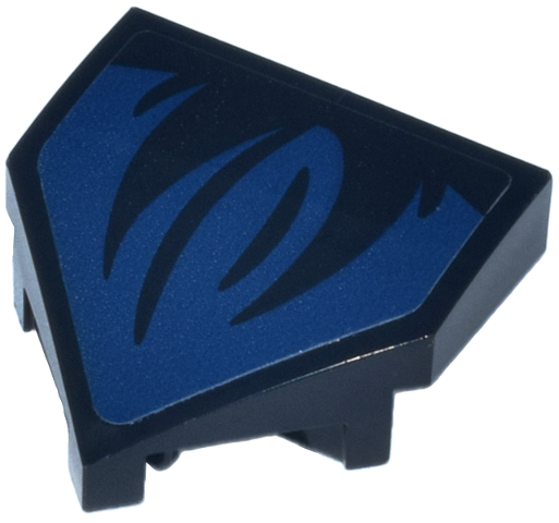 Lego Wedge 2 x 2 x 2/3 Pointed with Dark Blue Flower Leaves Pattern (Sticker) - Set 76784 / Black