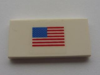 Lego Tile 2 x 4 with United States of America (USA) Flag Small Pattern (Sticker) - Sets 10213 / 10231