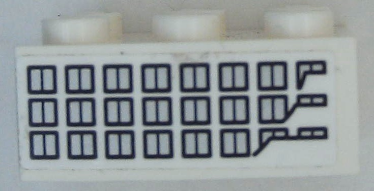Lego Brick 2 x 3 with 24 Silver Windows with Dark Blue Outlines Pattern Model Left Side (Sticker) - Sets 40227 / 40318