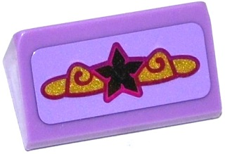 Lego Slope 30 1 x 2 x 2/3 with Silver Star and Magenta and Gold Swirls Pattern (Sticker) - Set 41063