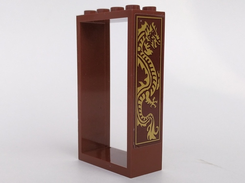Lego Door, Frame 2 x 4 x 6 with Gold Dragon Pattern Model Left Side (Sticker) - Set 70617