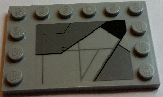 Lego Tile, Modified 4 x 6 with Studs on Edges with SW Sith Infiltrator Panel Pattern Model Right Side (Sticker) - Set 7961 / Light Bluish Gray