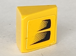 Lego Slope 30 1 x 1 x 2/3 with Black Air Intake Double Faded on Yellow Background Pattern Model Left Side (Sticker) - Set 8124