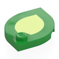 Lego Plate Special 3 x 3 with Rounded Corners, 1 Stud with Yellowish Green Surface Print