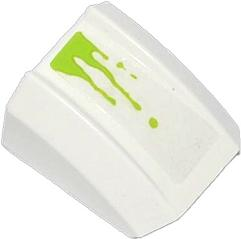Lego Slope, Curved 2 x 2 Lip with Lime Splatters Pattern Model Left Side (Sticker) - Set 70707 / White