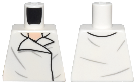 Lego Torso SW Shirt Open Collar with Wrinkles on Front and Back, Light Nougat Neck Pattern / White