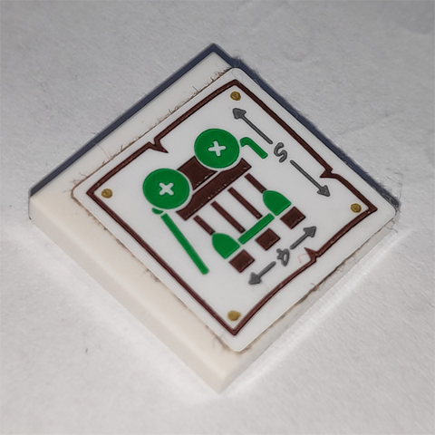 Lego Tile 2 x 2 with Engineering Design, Arrows and Number 4 and 5 Pattern (Sticker) - Set 41185 / White