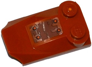Lego Slope, Curved 3 x 2 x 2/3 with 2 Studs, Wing End with Rust and 4 Rivets Pattern Model Right Side (Sticker) - Set 70143