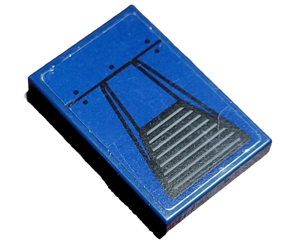Lego Tile 2 x 3 with Hull Plates, Rivets and Air Vent Grille Pattern (Sticker) - Set 76126 / Dark Blue