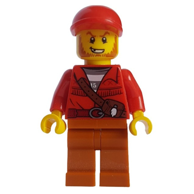 Lego Criminal, Red Jacket over Prison Shirt, Red Cap
