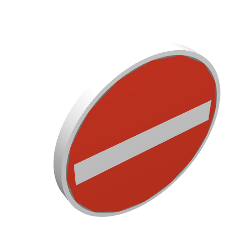 Lego Road Sign Clip-on 2 x 2 Round with No Entry Print / White