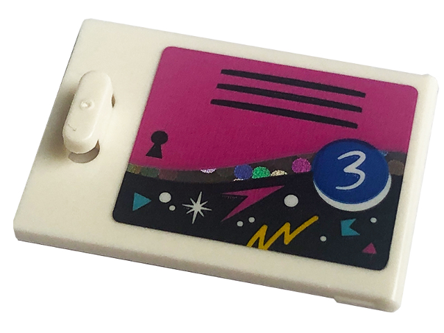 Lego Container, Cupboard 2 x 3 x 2 Door with Locker, Black Vent Lines, Keyhole and Blue Number 2 on Dark Pink Background Pattern (Sticker) - Set 41708