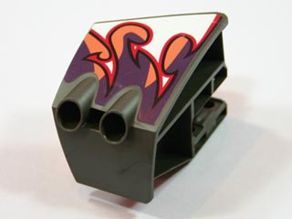 Lego Technic, Panel RC Car Mudguard Front, Right with Flame Pattern (Sticker) - Set 8676 / Pearl Dark Gray