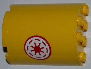 Lego Cylinder Half 2 x 4 x 4 with Red SW Republic Pattern Model Left Side (Sticker) - Set 8037