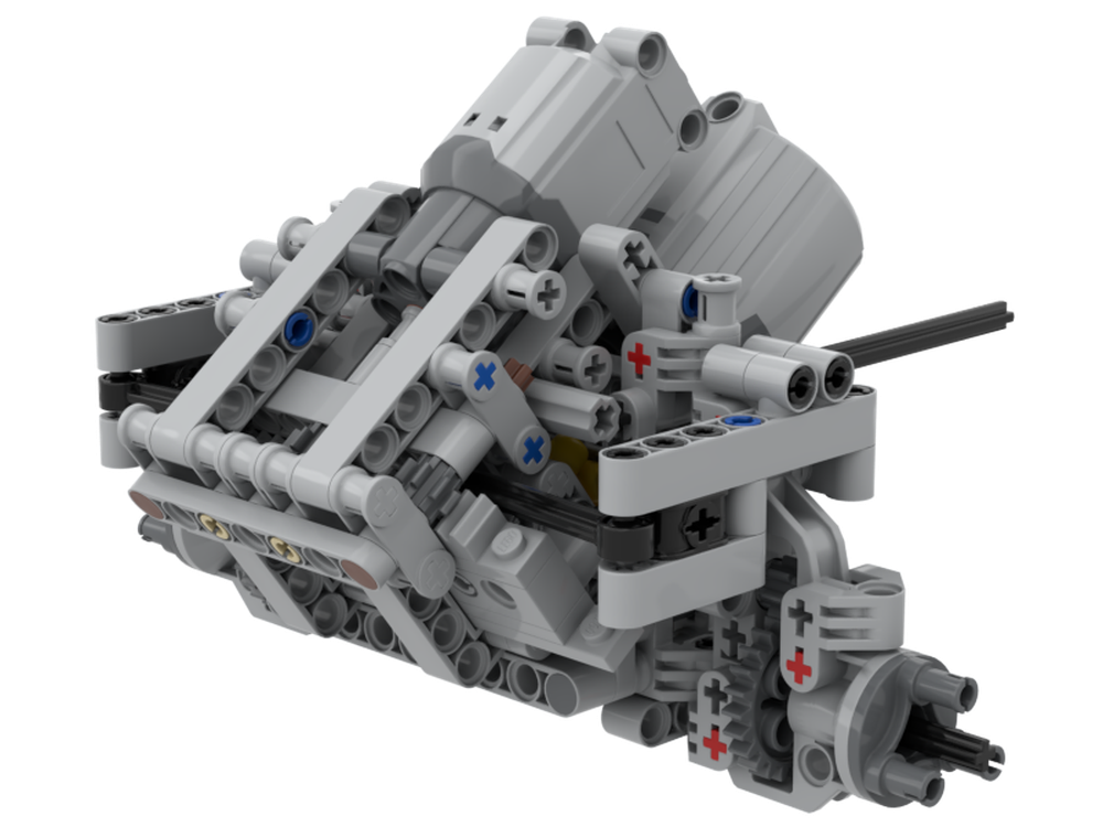 Lego Truck Trial - Front axle with motor mounted at an angle and standard portal hubs