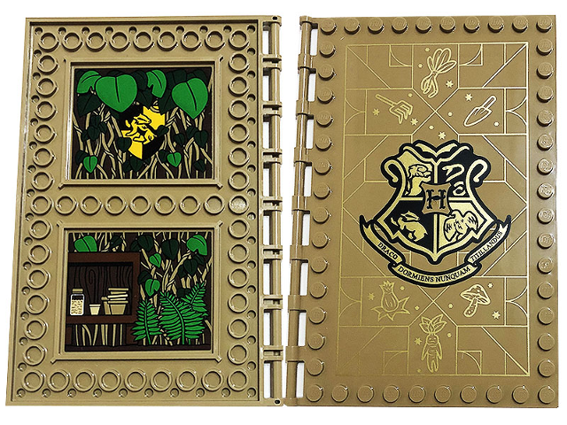 Lego Tile, Modified 10 x 16 with Studs on Edges and Bar Handles with Hogwarts Herbology Class and Leaves, Climbing Plants, Hufflepuff Class, Flower Pots and Jar Pattern on Inside (Stickers) - Set 76384