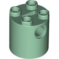 Lego Brick Round 2 x 2 x 2 Robot Body, no Axle Holder / Sand Green