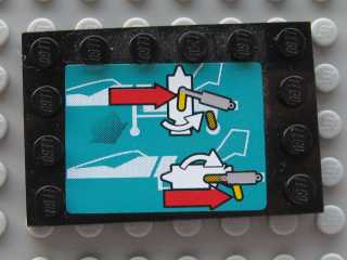 Lego Tile, Modified 4 x 6 with Studs on Edges with Red Arrows and Moving Pattern (Sticker) - Set 8450 / Black