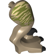 Lego Animal Body Part, Dinosaur, Raptor Leg, Right, with Pin, with Olive Green Stripes Print