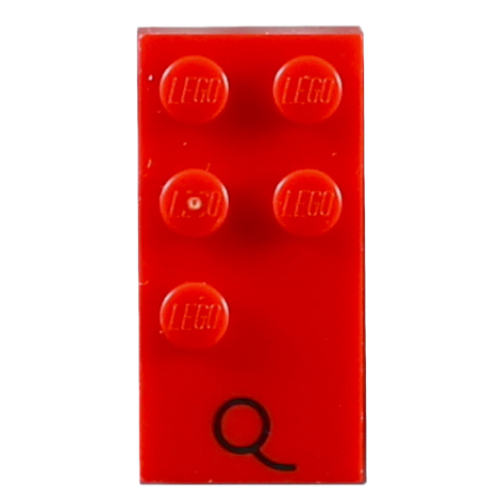 Lego Braille Brick 2 x 4 with 5 Studs ⠟ and 'Q' Print