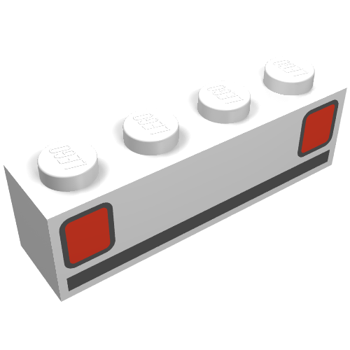 Lego Brick 1 x 4 with Basic Car Tail-lights Print / White