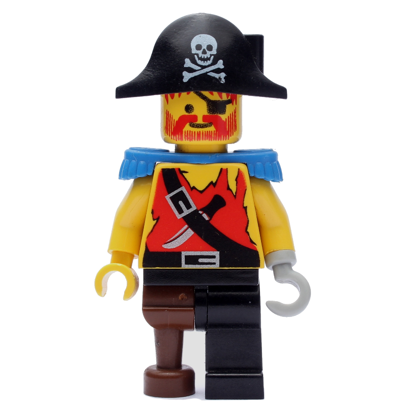 Lego Pirate - Shirt with Knife, Peg Leg, Blue Epaulettes