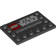 Lego Plate Special 4 x 6, Studs on 3 Edges with 'LEGO STARWARS STORMTROOPER' Print / Black