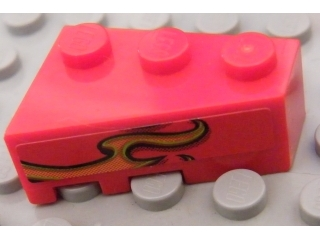 Lego Wedge 3 x 2 Right with Orange Flame Pattern Model Left Side (Sticker) - Set 8484