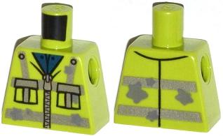 Lego Torso Zipper Jacket with 2 Pockets, Reflective Stripes and Star Shaped Stains Pattern / Lime